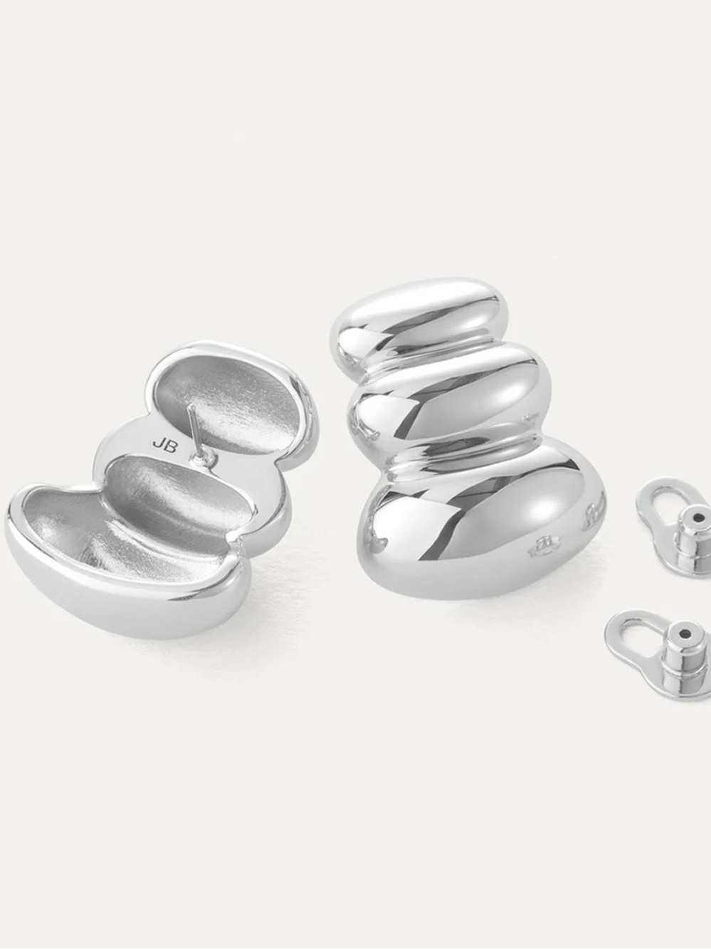 Jenny Bird Polished Silver Statement Earrings - Picture 2 of 4